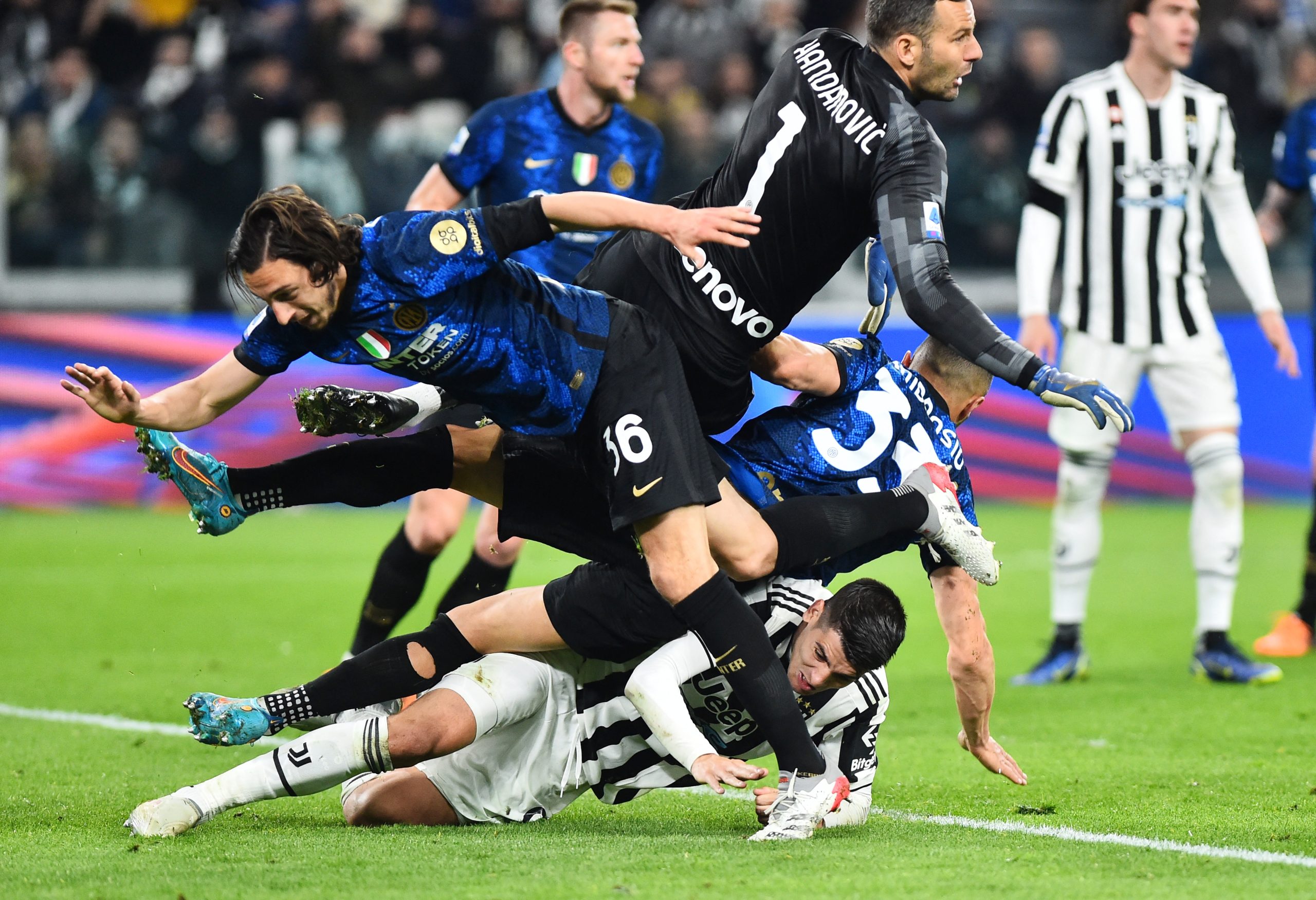 I giocatori della Inter contro la Juventus